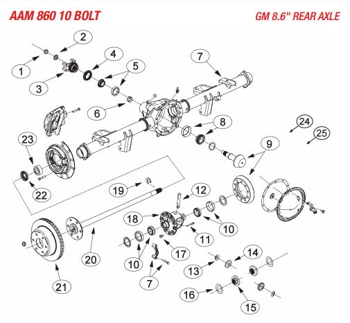 Differential Repair Parts Online - GM 8.6 Diagram